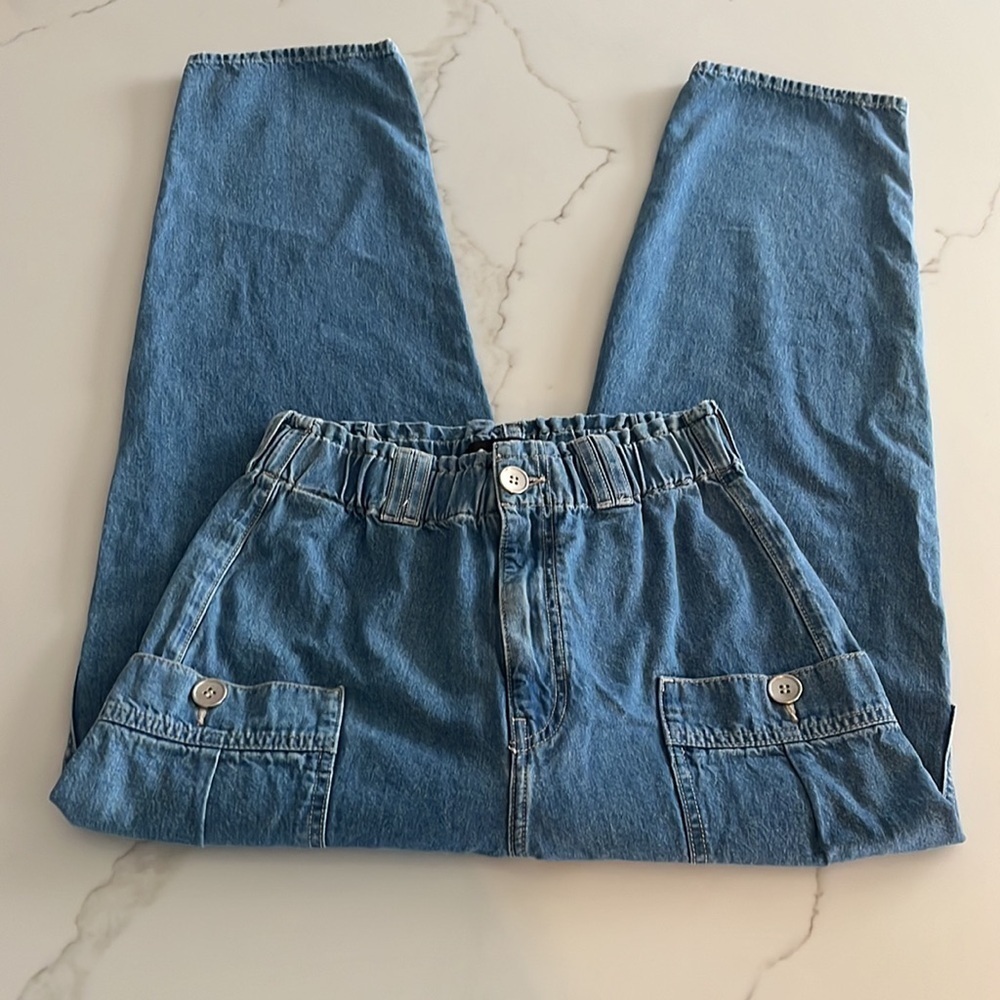 Mavi Balloon Leg Baggy Denim Jeans Pants Elastic Waist - Picture 7 of 8